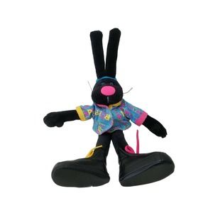 Dakin Sue Sona 1992 Black Rappit Rabbit Plush toy w/ Shirt Cap and Shoes 17"